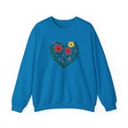 Floral Heart Sweatshirt, Cozy Crewneck, Gift for Her, Layering Essential, Casual Wear, Spring Fashion