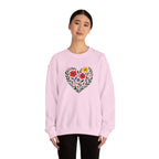 Floral Heart Sweatshirt, Cozy Crewneck, Gift for Her, Layering Essential, Casual Wear, Spring Fashion