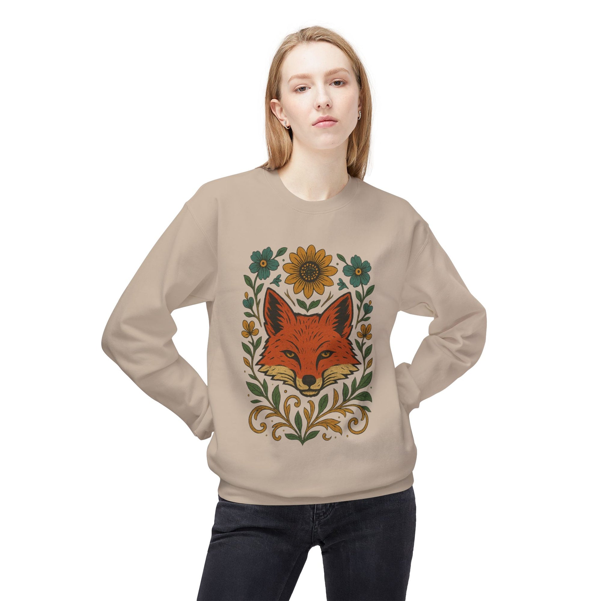 Cozy Fox Sweatshirt - Unisex Midweight Fleece Pullover, Perfect for Fall Layering, Nature Lovers Gift, Cute Animal Apparel, [...]