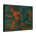 Dynamic Kids Running Canvas Art, Motivational Wall Decor, Playroom Decoration, Youthful Energy Artwork, Fun Gift for Kids' Room