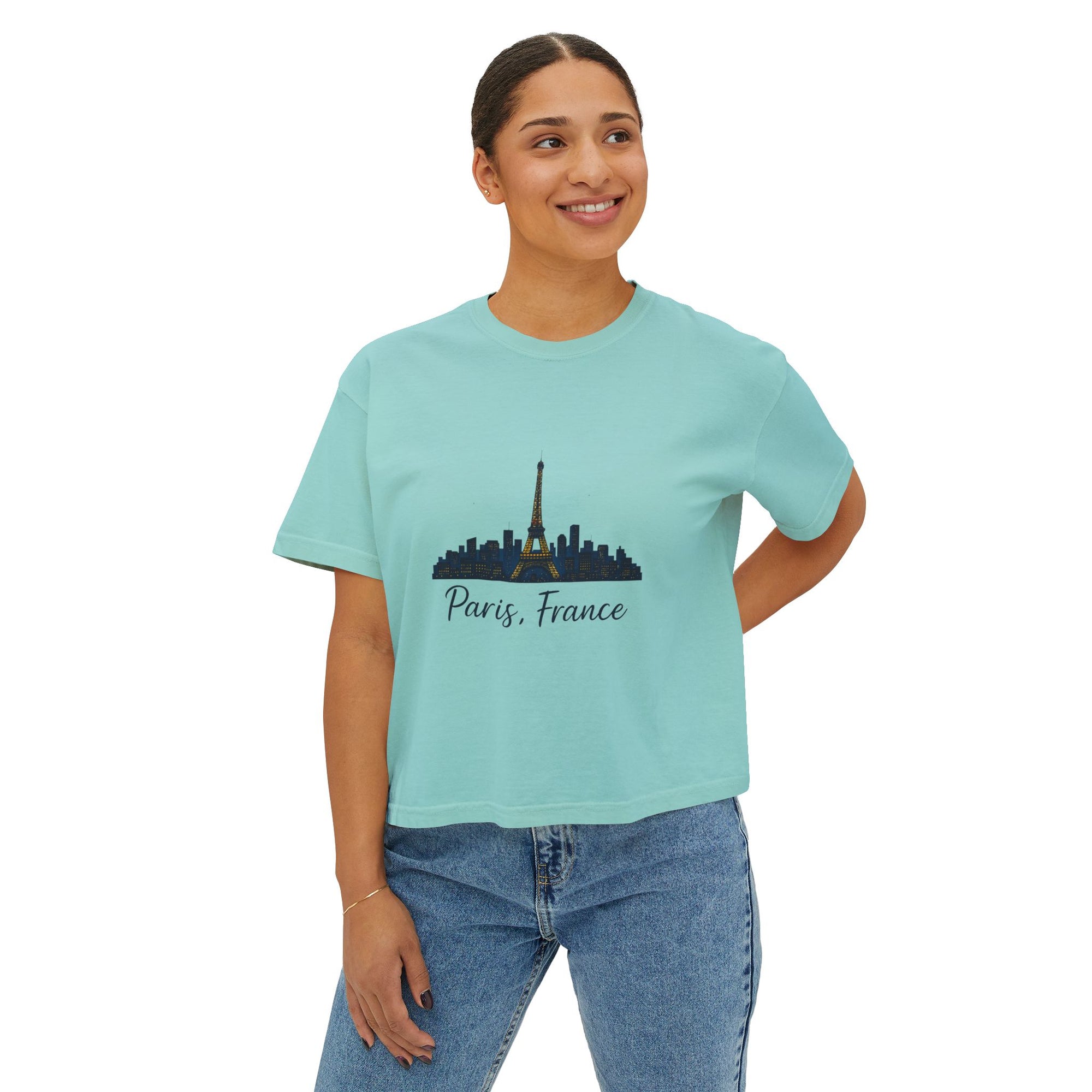 Paris Skyline Women's Boxy Tee | Cute Paris Shirt, Travel Tee, Gift for Paris Lovers, Adventure T-Shirt, Vacation Style