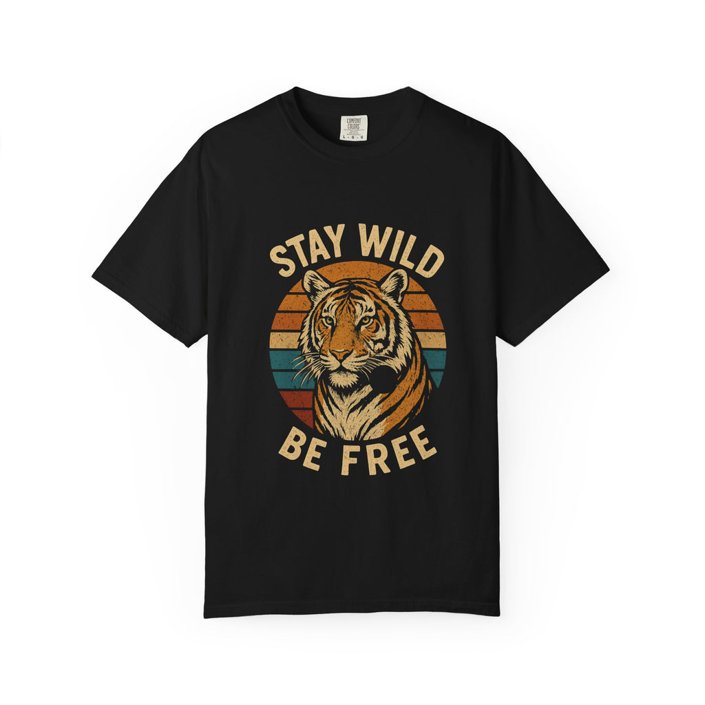 Stay Wild, Be Free Tiger T-Shirt, Unisex Graphic Tee, Nature Lover Gift, Casual Wear, Vintage Style, Eco-Friendly Fashion