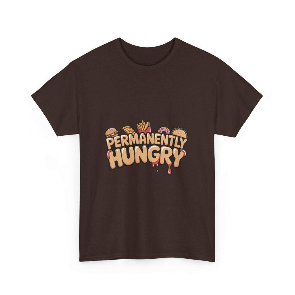 Permanently Hungry Tee, Funny Unisex Cotton T-Shirt, Gift for Food Lovers, Casual Wear, Quirky Humor Apparel