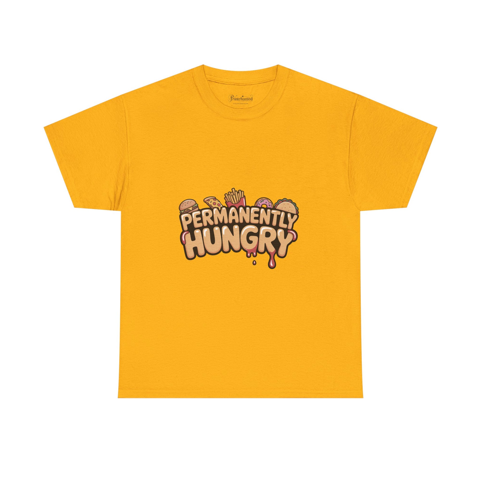 Permanently Hungry Tee, Funny Unisex Cotton T-Shirt, Gift for Food Lovers, Casual Wear, Quirky Humor Apparel