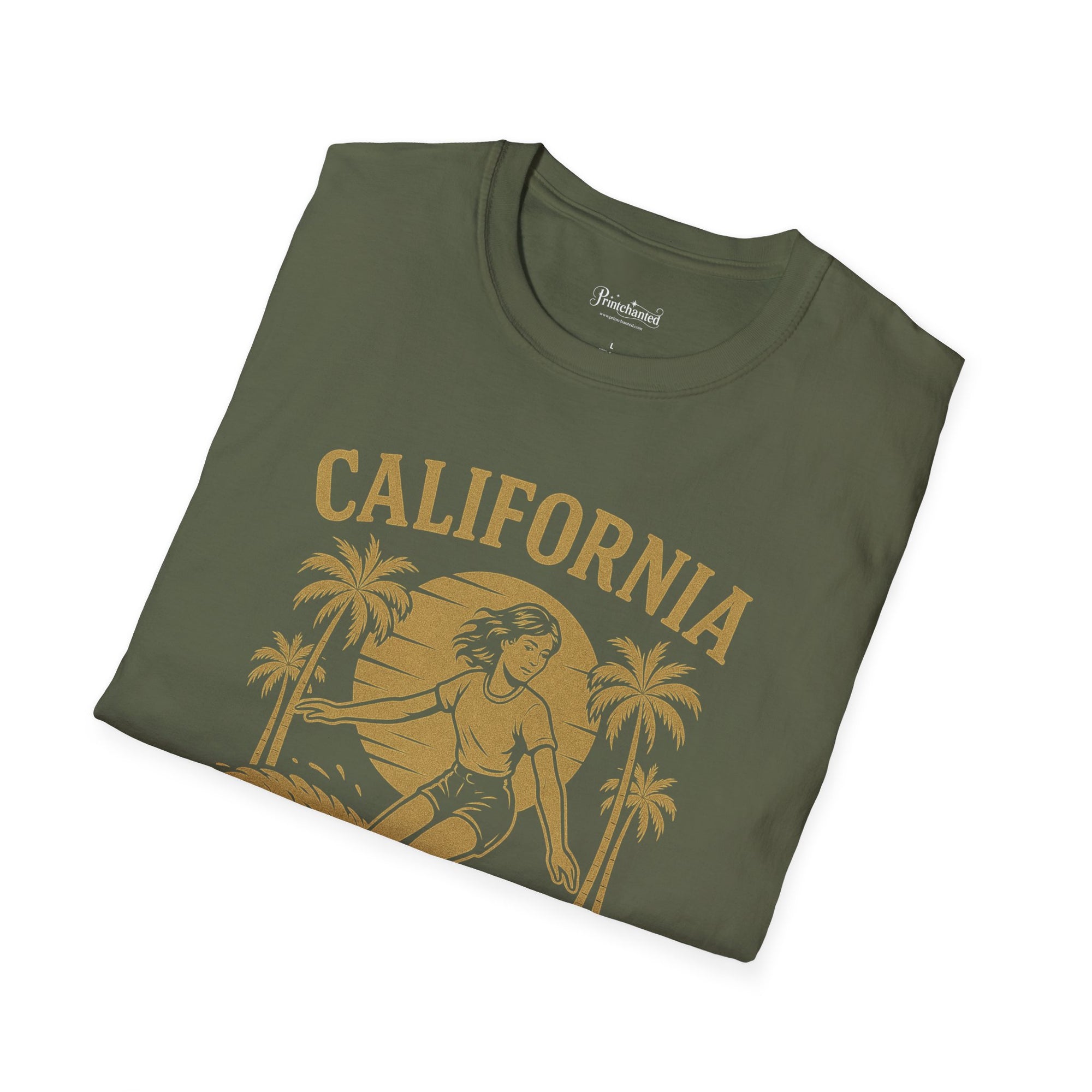 California Surf Unisex Softstyle T-Shirt | Vintage Beach Tee, Summer Apparel, Surfing Gift, Casual Wear, Tropical Vibes