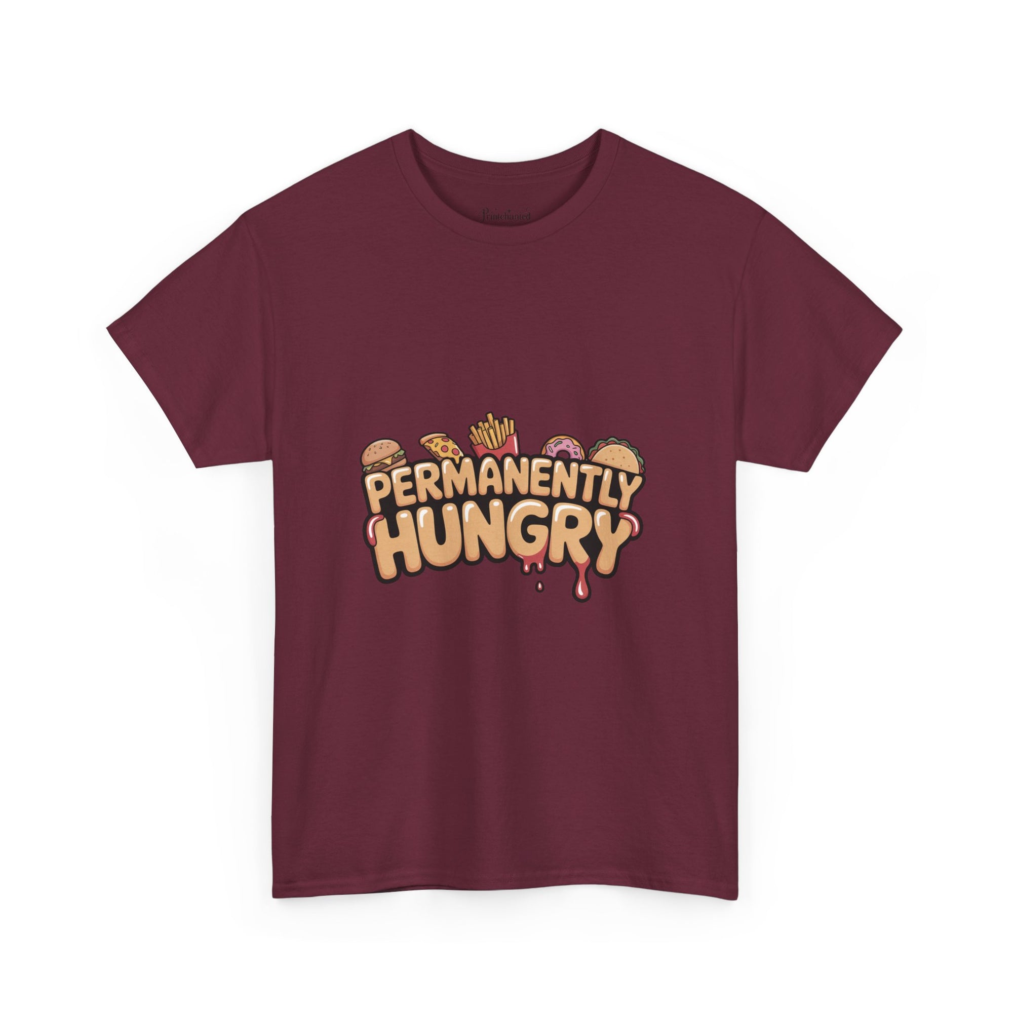 Permanently Hungry Tee, Funny Unisex Cotton T-Shirt, Gift for Food Lovers, Casual Wear, Quirky Humor Apparel