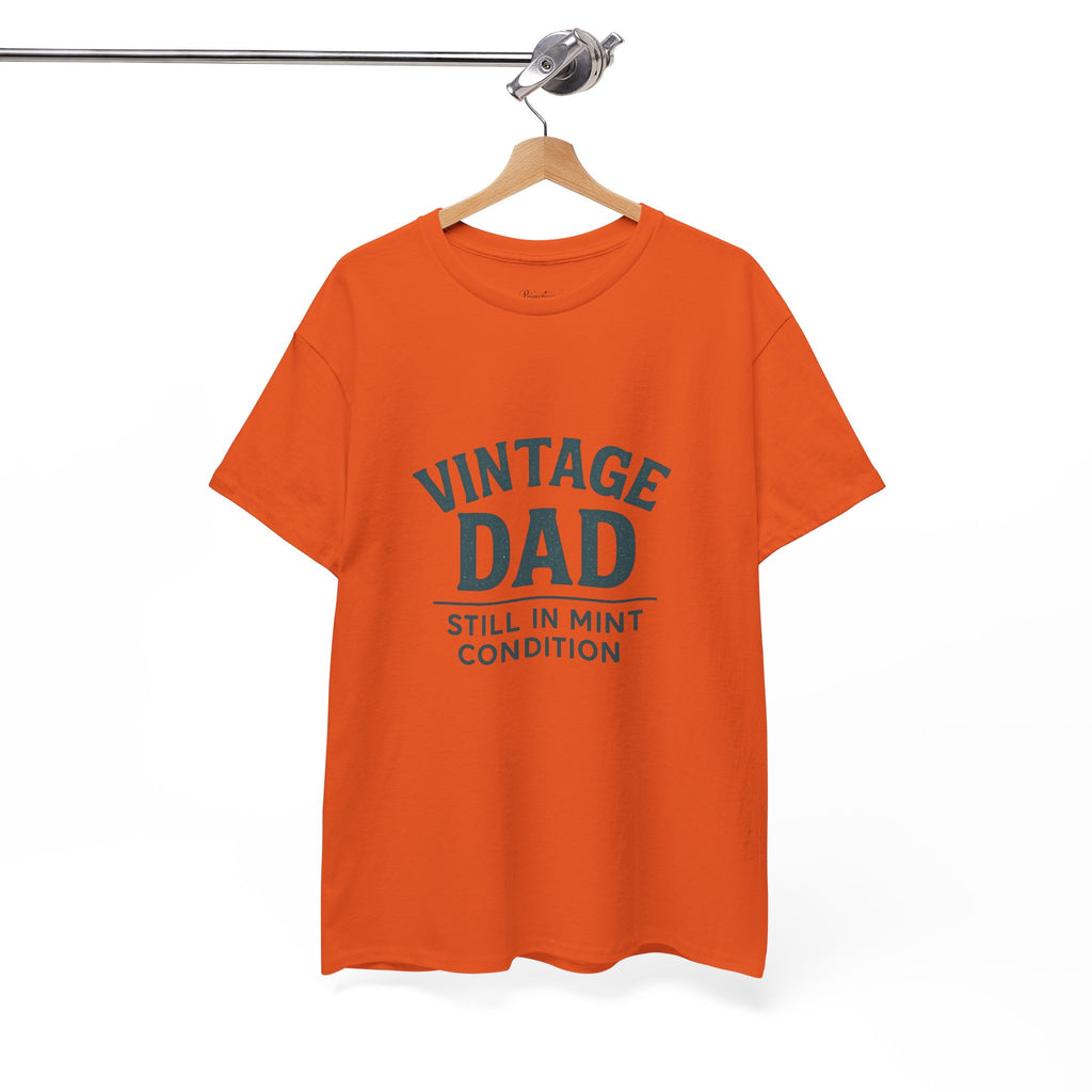 “Vintage Dad Still in Mint Condition – Funny Father’s Day Graphic Unisex Heavy Cotton T-Shirt, Retro Dad Gift Tee for Birthday, Father’s Day and other Holidays
