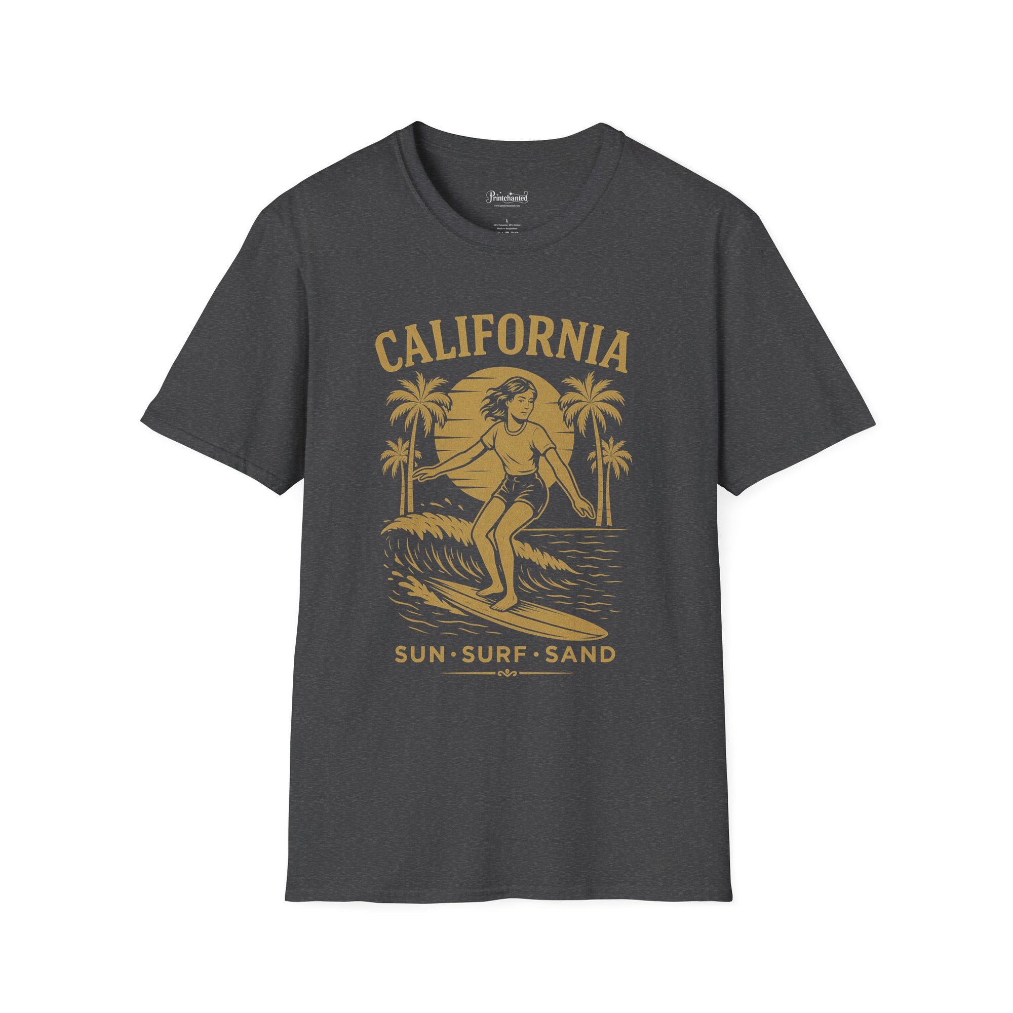 California Surf Unisex Softstyle T-Shirt | Vintage Beach Tee, Summer Apparel, Surfing Gift, Casual Wear, Tropical Vibes