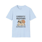 Currently Avoiding Responsibilities Funny Cat Graphic T-Shirt – Cute Lazy Kitty Tee for Pet Lovers, Humor Gift for Men and Women, Unisex Softstyle T-Shirt, Funny Tee, Gift for Cat Owners, Birthday Gift, Pet Humor Shirt