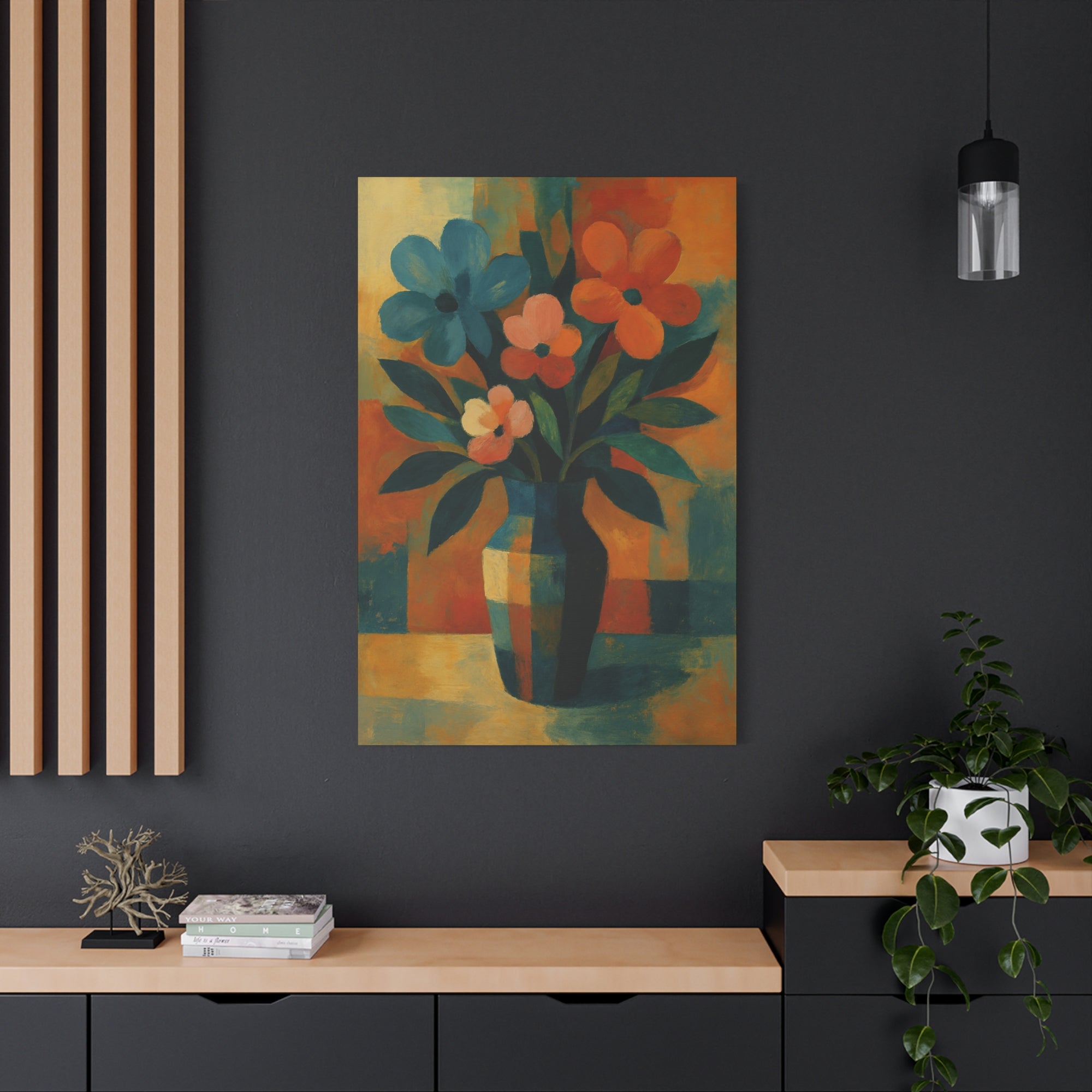 Colorful Floral Wall Art Canvas, Vibrant Home Decor, Flower Painting, Living Room Artwork, Gift for Art Lovers