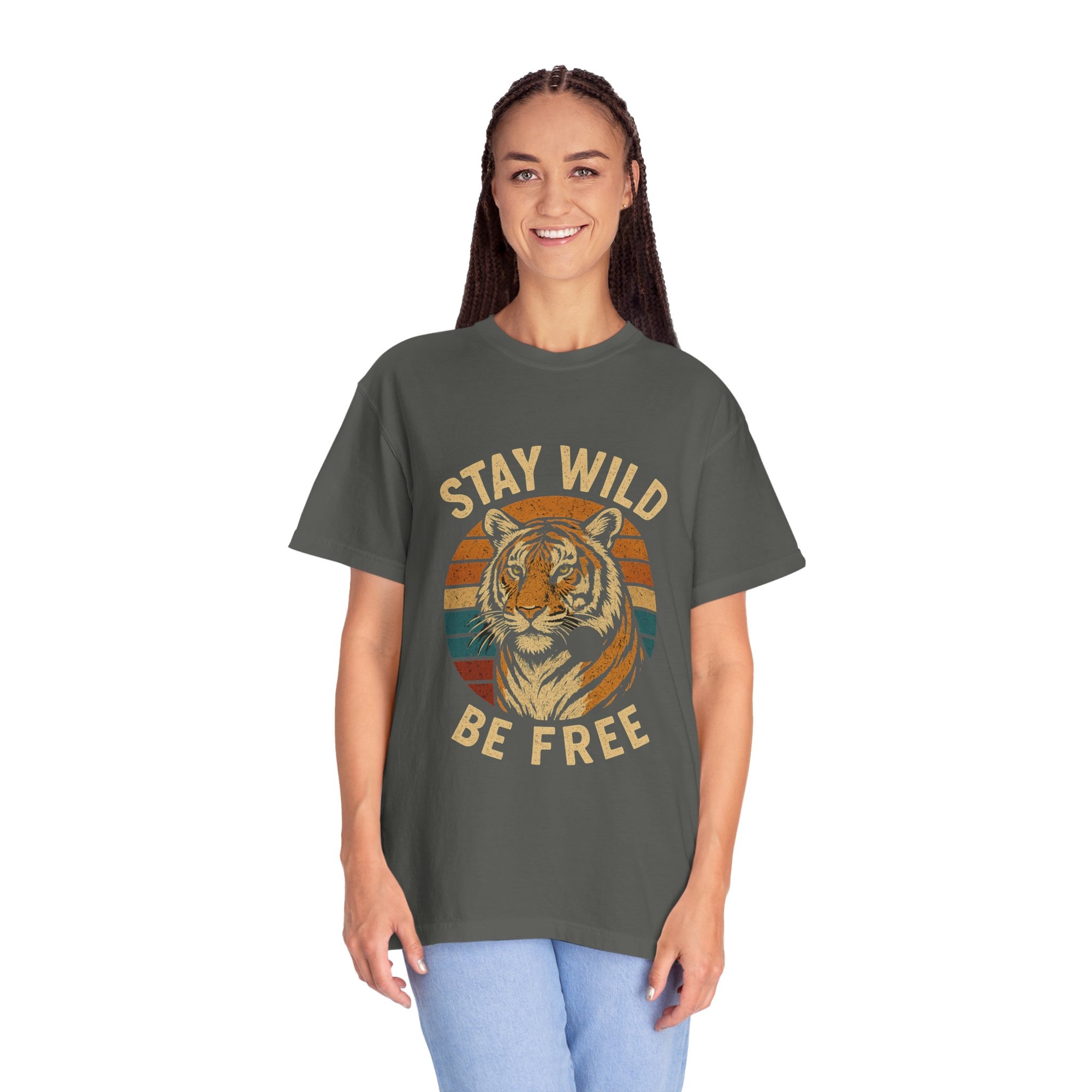 Stay Wild, Be Free Tiger T-Shirt, Unisex Graphic Tee, Nature Lover Gift, Casual Wear, Vintage Style, Eco-Friendly Fashion