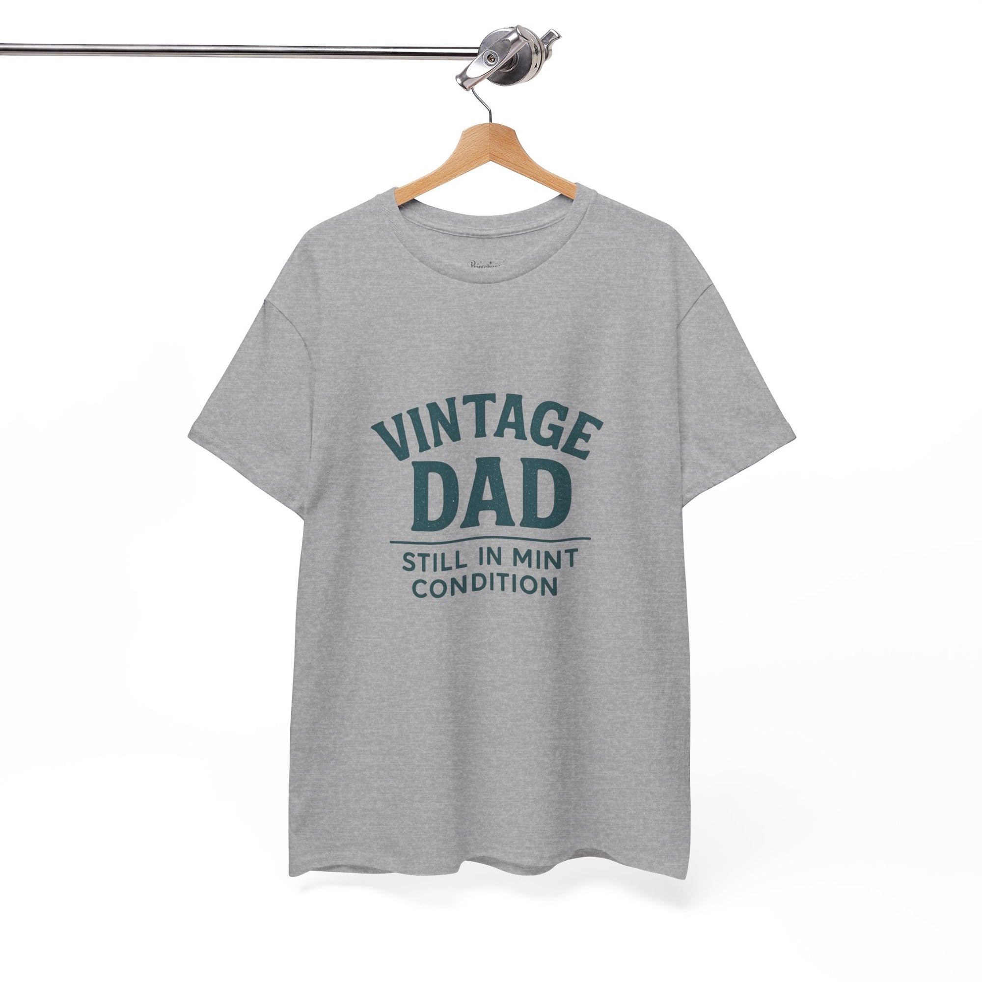 “Vintage Dad Still in Mint Condition – Funny Father’s Day Graphic Unisex Heavy Cotton T-Shirt, Retro Dad Gift Tee for Birthday, Father’s Day and other Holidays