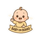 Baby On Board Kiss-Cut Stickers - Cute Baby Decor for Cars, Baby Showers, Nursery, Skateboards, or Fun Gifts