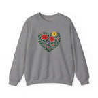 Floral Heart Sweatshirt, Cozy Crewneck, Gift for Her, Layering Essential, Casual Wear, Spring Fashion