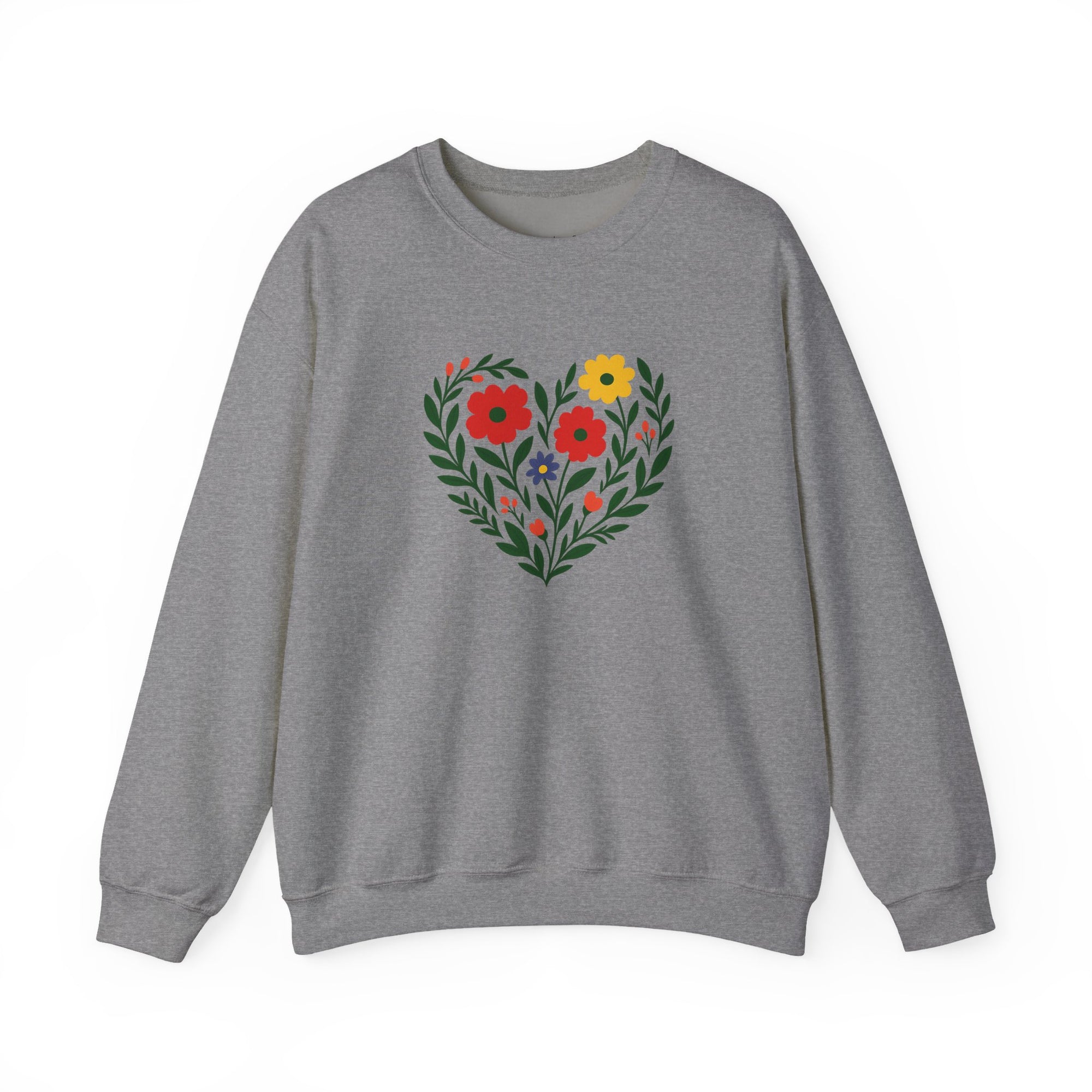 Floral Heart Sweatshirt, Cozy Crewneck, Gift for Her, Layering Essential, Casual Wear, Spring Fashion
