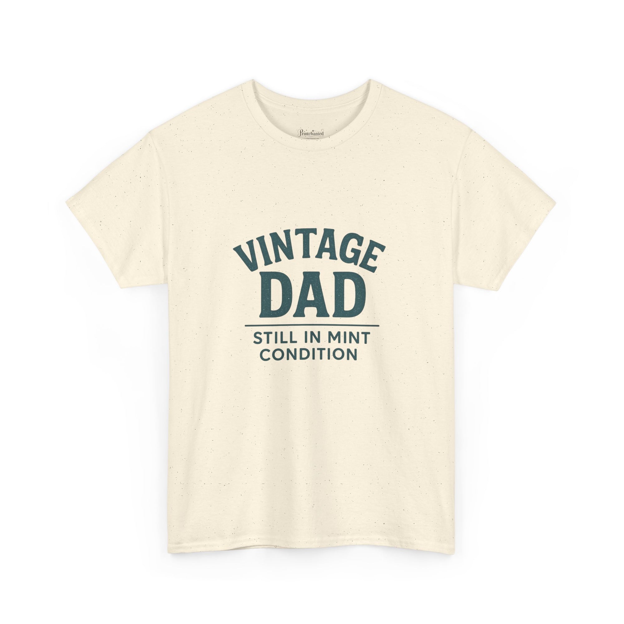 “Vintage Dad Still in Mint Condition – Funny Father’s Day Graphic Unisex Heavy Cotton T-Shirt, Retro Dad Gift Tee for Birthday, Father’s Day and other Holidays