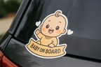 Baby On Board Kiss-Cut Stickers - Cute Baby Decor for Cars, Baby Showers, Nursery, Skateboards, or Fun Gifts
