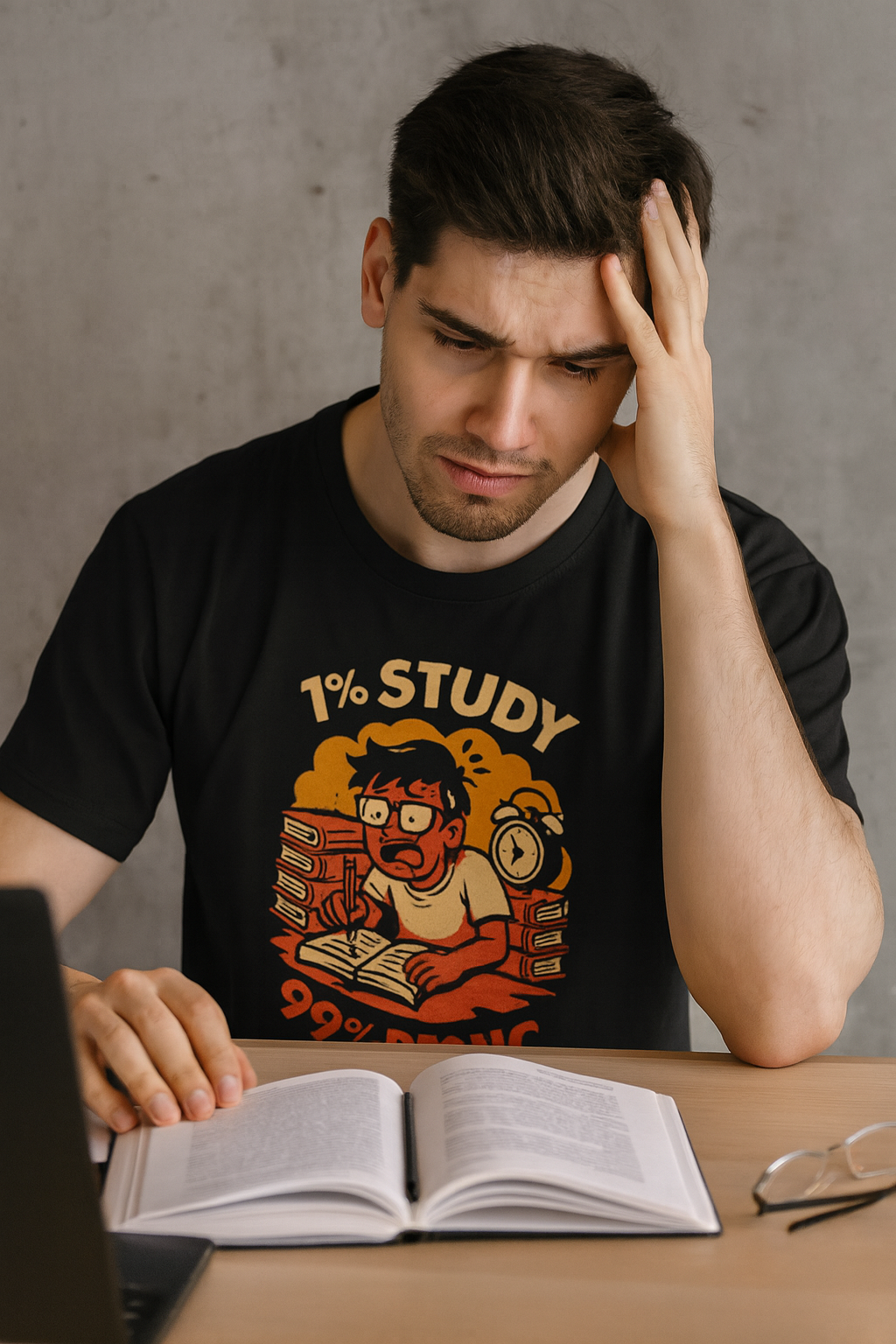 Study Panic Tee - Unisex Heavy Cotton Tee, Perfect for Students, Back to School, Stress Relief Gift, Study Humor Apparel, Exam Season [...]