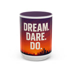 Inspiring Accent Coffee Mug - Dream, Dare, Do, Motivational Gift, Inspirational Drinkware, Sunset Design, Home Office Decor
