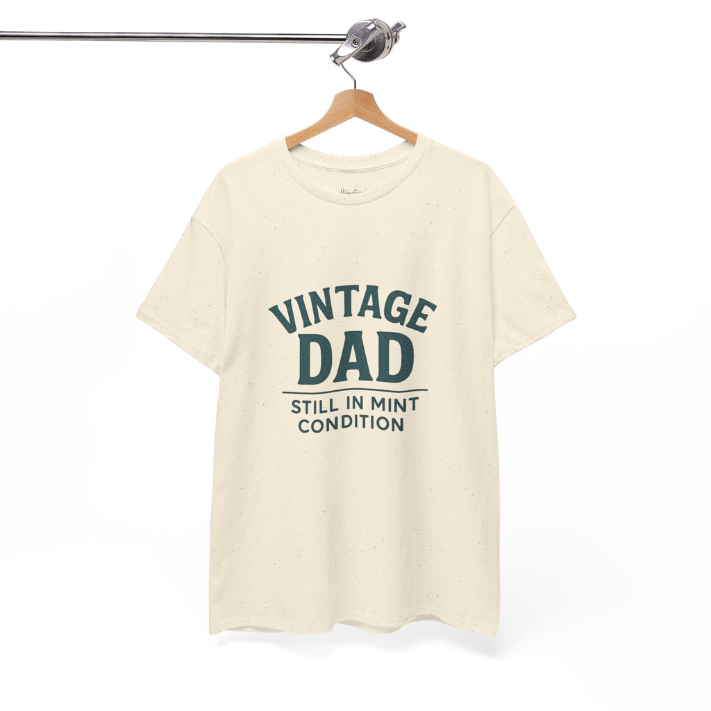 “Vintage Dad Still in Mint Condition – Funny Father’s Day Graphic Unisex Heavy Cotton T-Shirt, Retro Dad Gift Tee for Birthday, Father’s Day and other Holidays