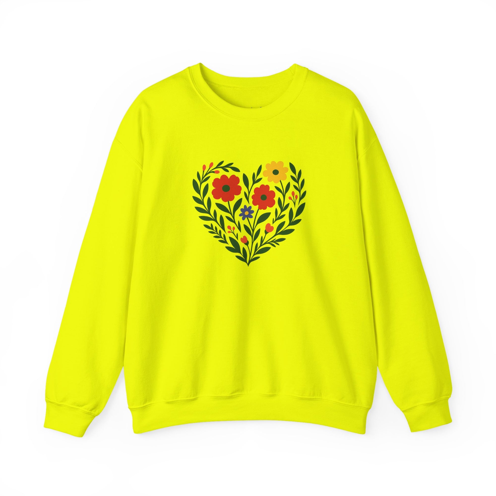 Floral Heart Sweatshirt, Cozy Crewneck, Gift for Her, Layering Essential, Casual Wear, Spring Fashion