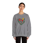 Floral Heart Sweatshirt, Cozy Crewneck, Gift for Her, Layering Essential, Casual Wear, Spring Fashion