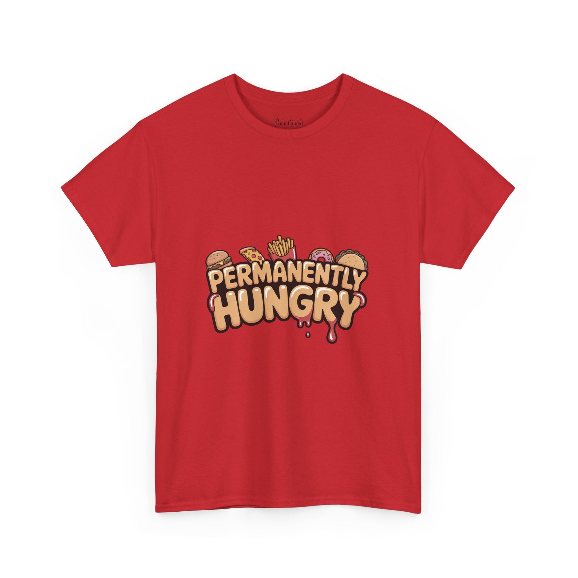 Permanently Hungry Tee, Funny Unisex Cotton T-Shirt, Gift for Food Lovers, Casual Wear, Quirky Humor Apparel