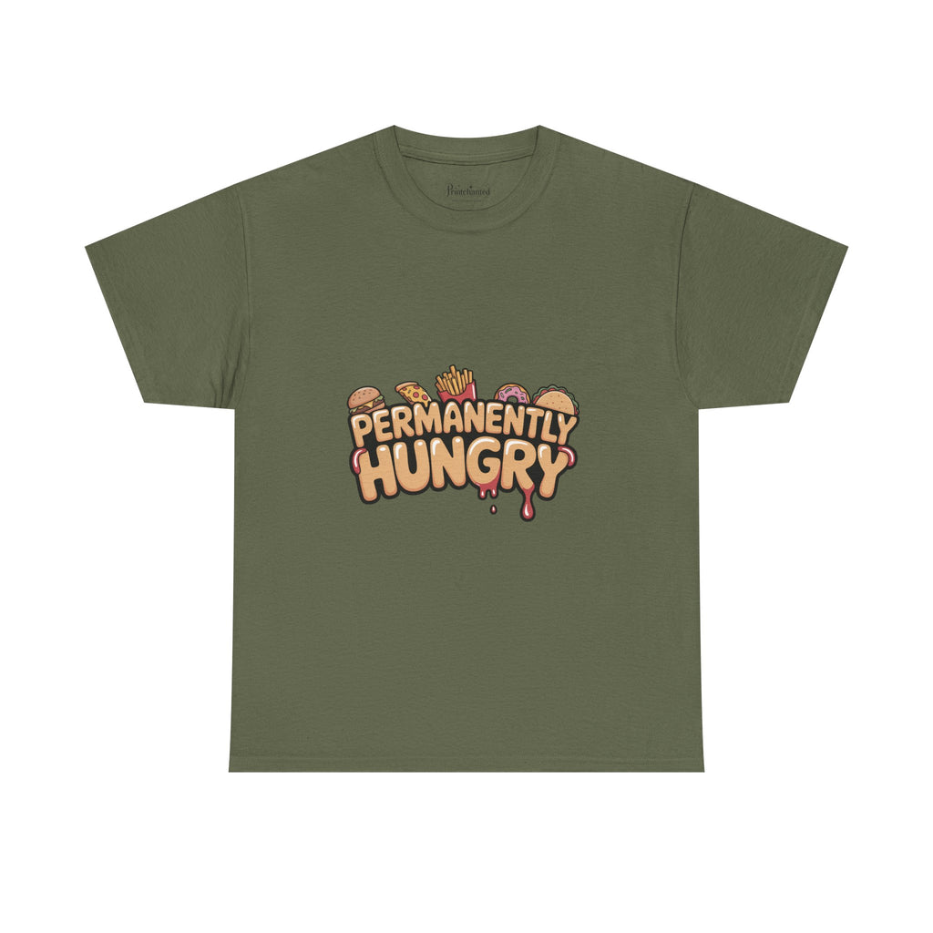 Permanently Hungry Tee, Funny Unisex Cotton T-Shirt, Gift for Food Lovers, Casual Wear, Quirky Humor Apparel