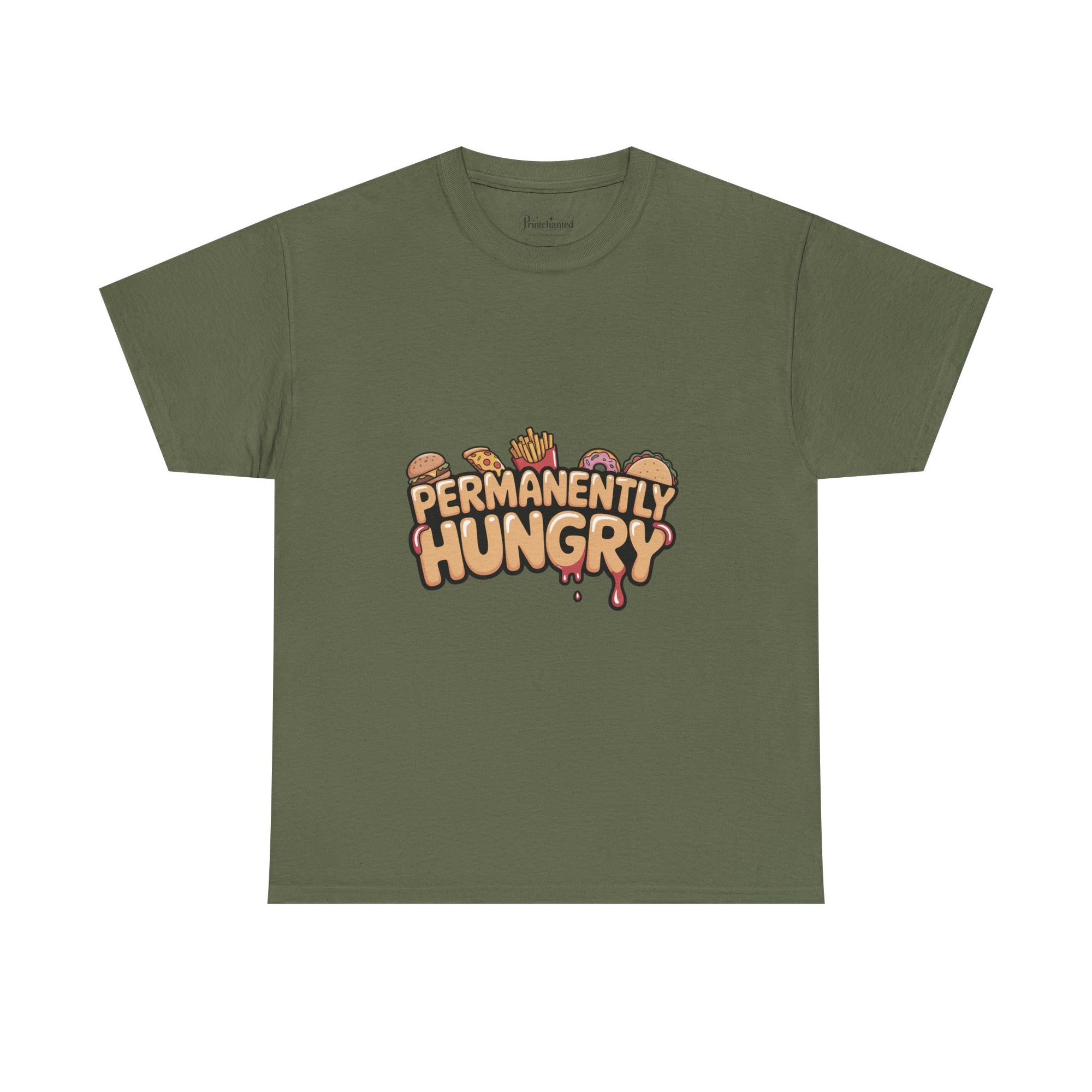 Permanently Hungry Tee, Funny Unisex Cotton T-Shirt, Gift for Food Lovers, Casual Wear, Quirky Humor Apparel
