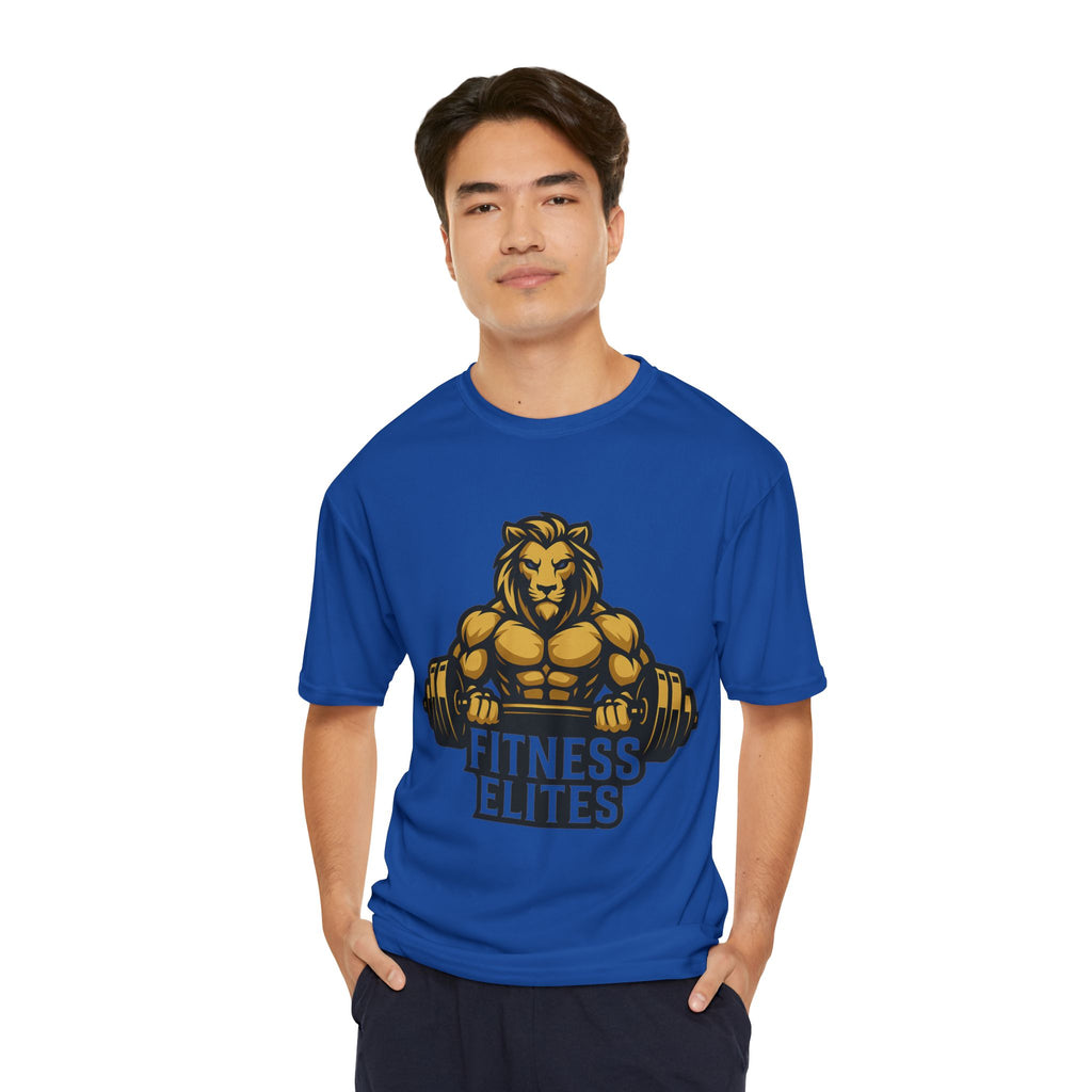 Fitness Elites Lion Weightlifting Graphic Performance T-Shirt – Gym Workout Dry-Fit Tee for Bodybuilders and Athletes