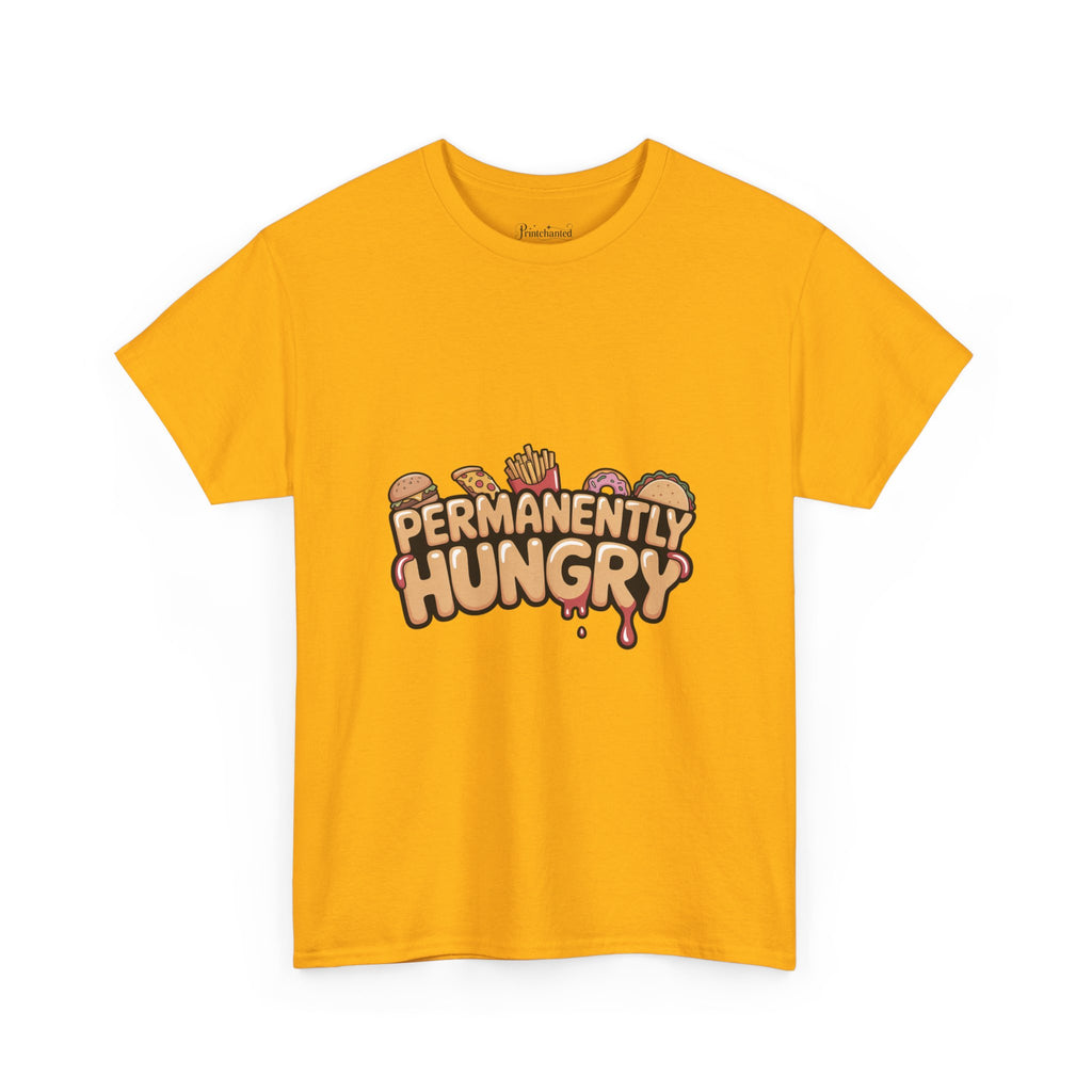 Permanently Hungry Tee, Funny Unisex Cotton T-Shirt, Gift for Food Lovers, Casual Wear, Quirky Humor Apparel