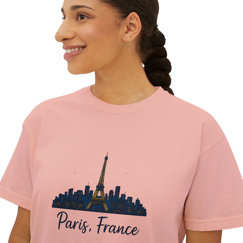 Paris Skyline Women's Boxy Tee | Cute Paris Shirt, Travel Tee, Gift for Paris Lovers, Adventure T-Shirt, Vacation Style