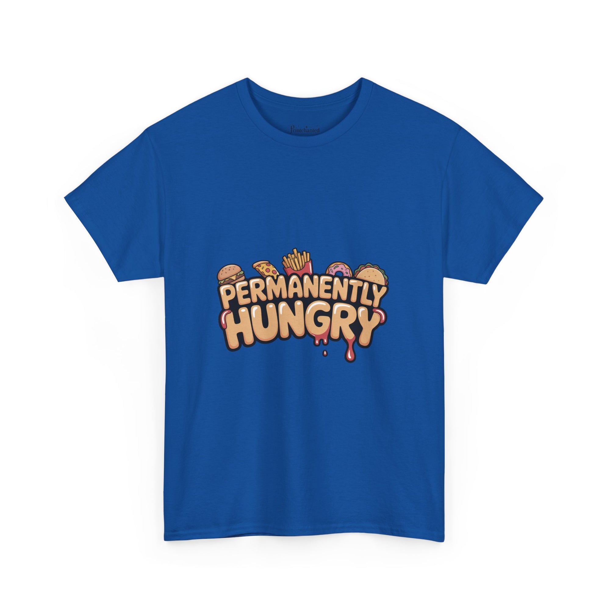 Permanently Hungry Tee, Funny Unisex Cotton T-Shirt, Gift for Food Lovers, Casual Wear, Quirky Humor Apparel