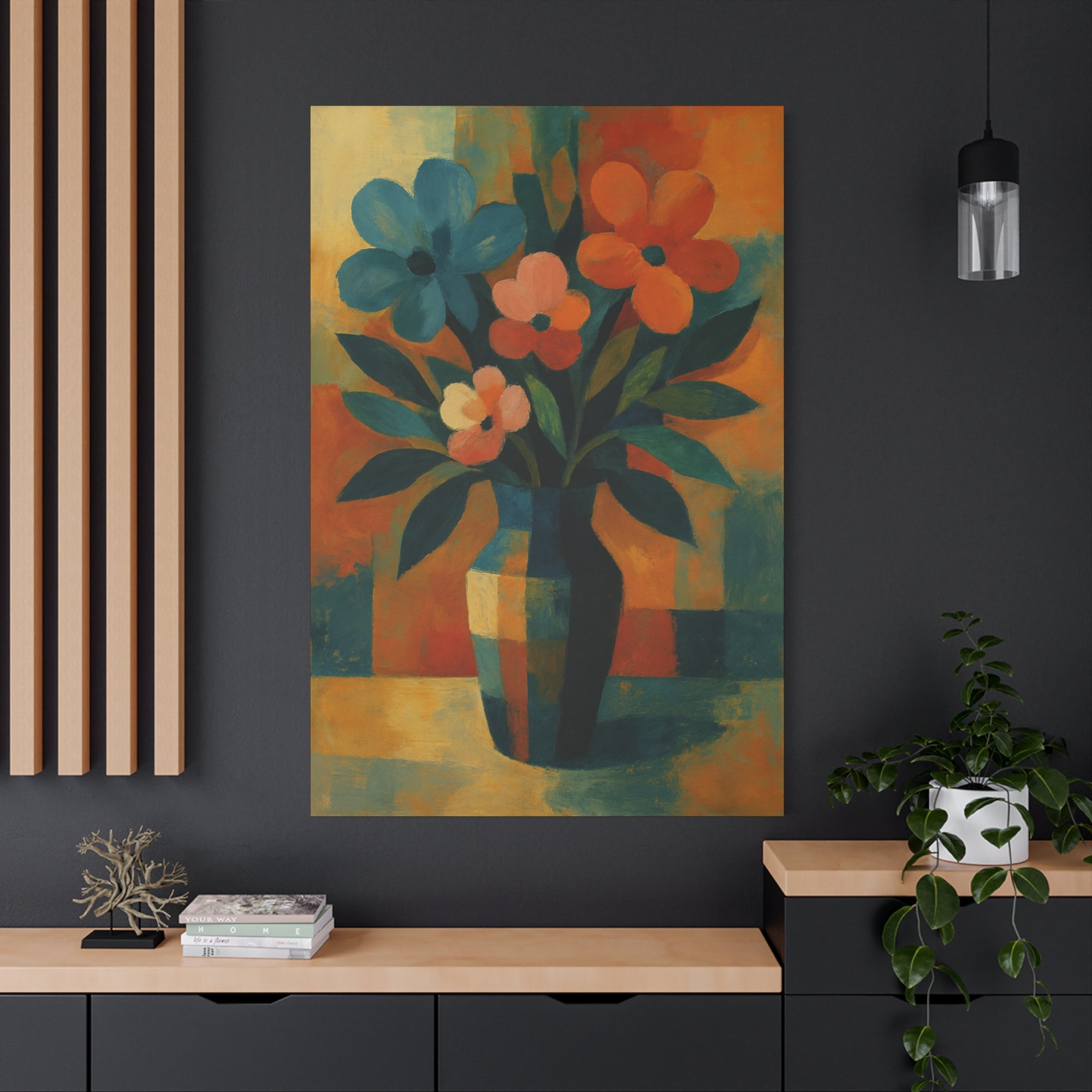 Colorful Floral Wall Art Canvas, Vibrant Home Decor, Flower Painting, Living Room Artwork, Gift for Art Lovers