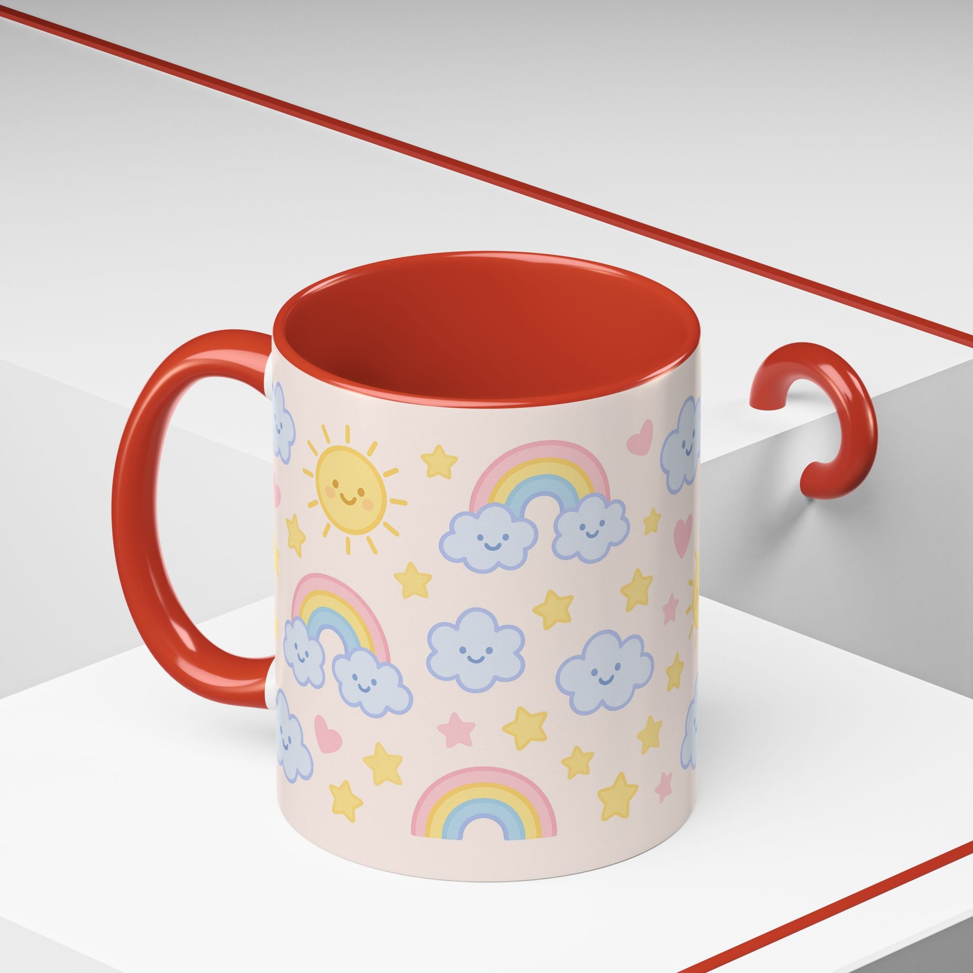 Whimsical Coffee Mug - Rainbow Sunshine Cloud Design, Cute Gift for Kids, Cheerful Home Decor, Perfect for Birthdays, Coffee Lover
