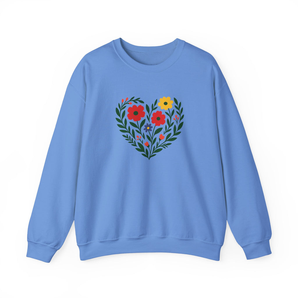 Floral Heart Sweatshirt, Cozy Crewneck, Gift for Her, Layering Essential, Casual Wear, Spring Fashion