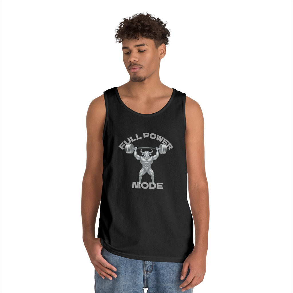 Full Power Mode Tank: Fitness Black Tank Top for Gym, Powerlifting, Weightlifting - Workout Gifts, Muscle Tank, Fitness Apparel, Gym Gear,