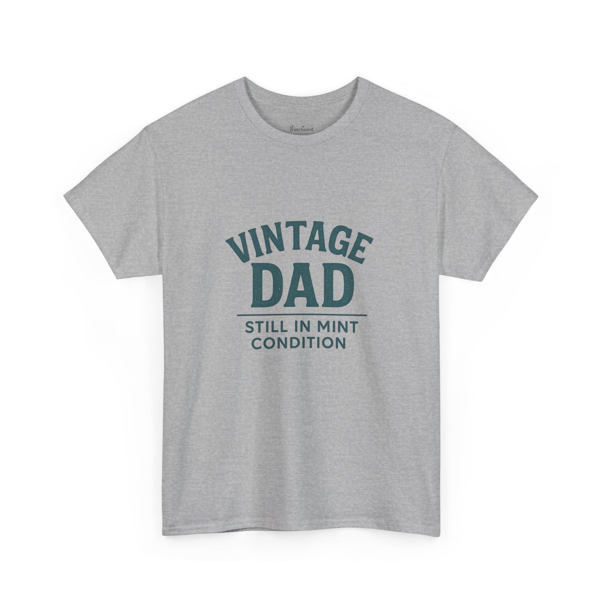 “Vintage Dad Still in Mint Condition – Funny Father’s Day Graphic Unisex Heavy Cotton T-Shirt, Retro Dad Gift Tee for Birthday, Father’s Day and other Holidays