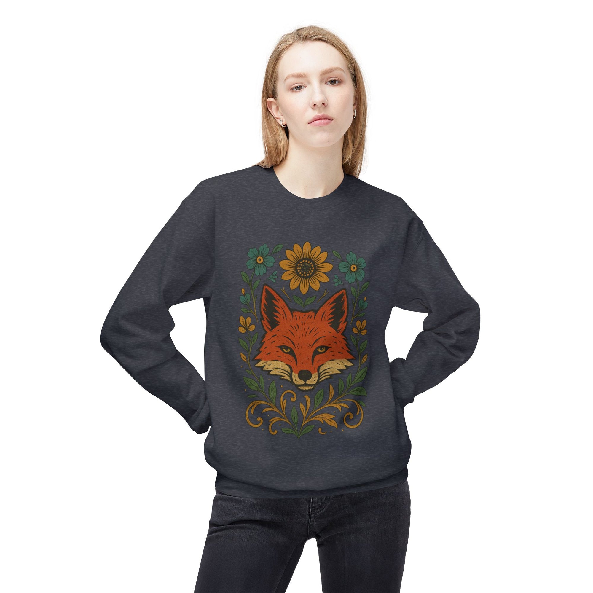 Cozy Fox Sweatshirt - Unisex Midweight Fleece Pullover, Perfect for Fall Layering, Nature Lovers Gift, Cute Animal Apparel, [...]