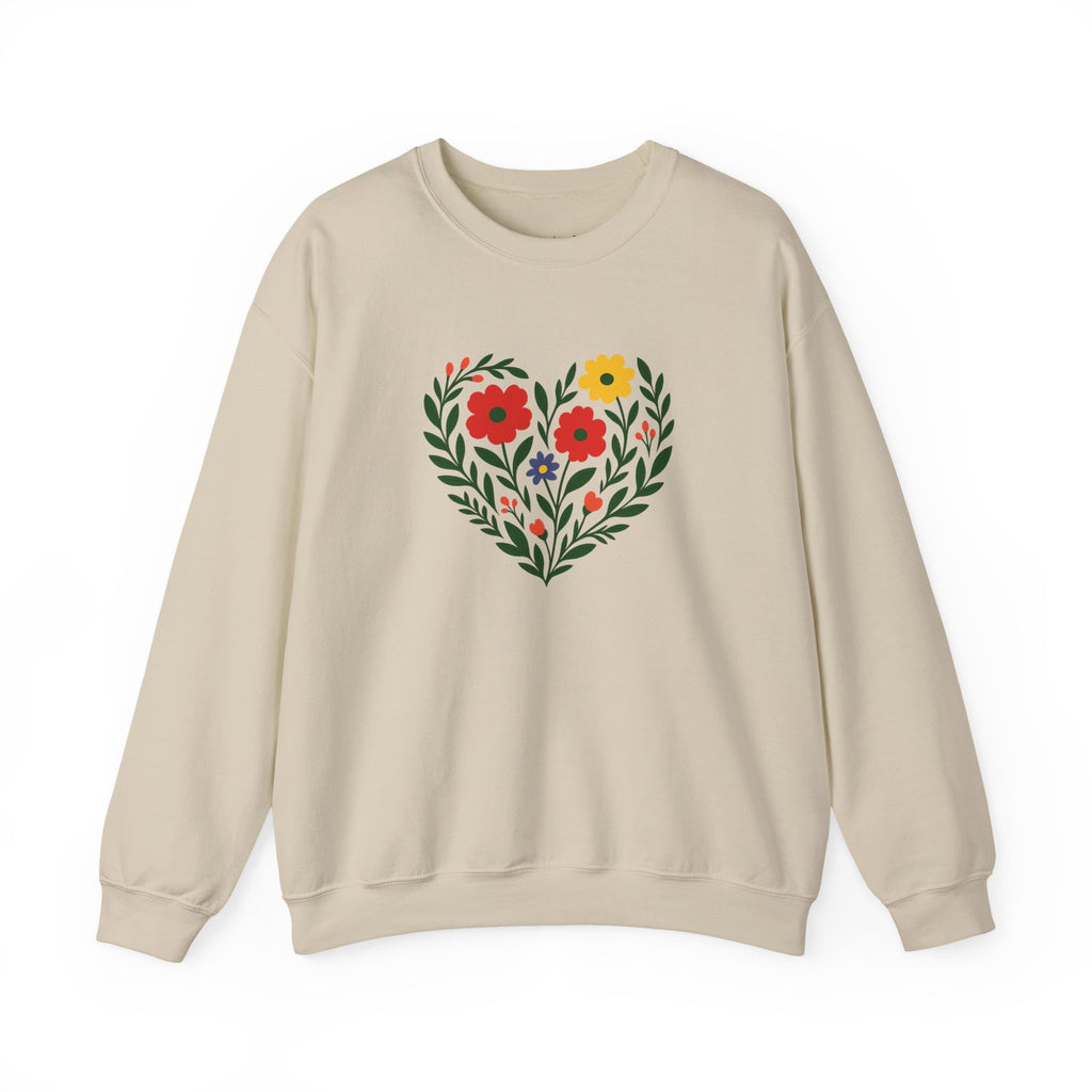 Floral Heart Sweatshirt, Cozy Crewneck, Gift for Her, Layering Essential, Casual Wear, Spring Fashion