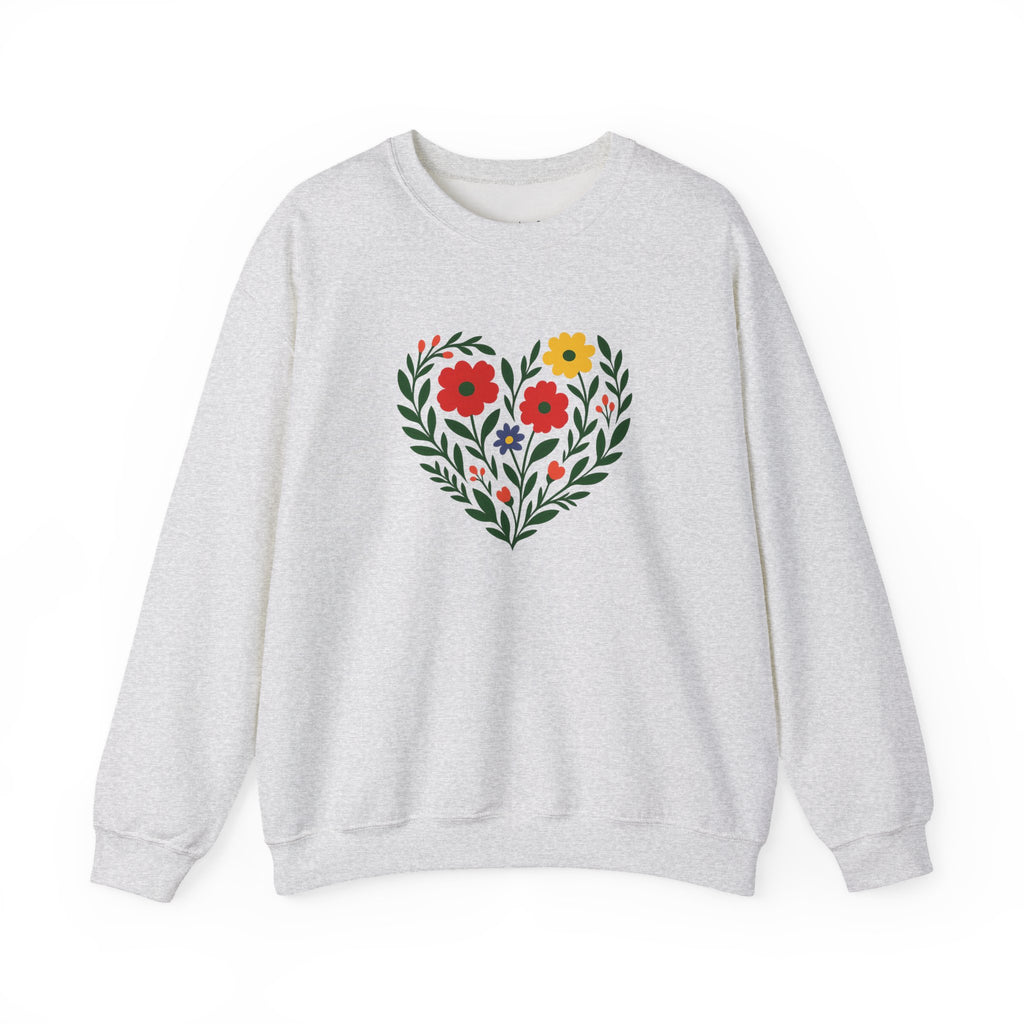 Floral Heart Sweatshirt, Cozy Crewneck, Gift for Her, Layering Essential, Casual Wear, Spring Fashion