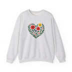 Floral Heart Sweatshirt, Cozy Crewneck, Gift for Her, Layering Essential, Casual Wear, Spring Fashion