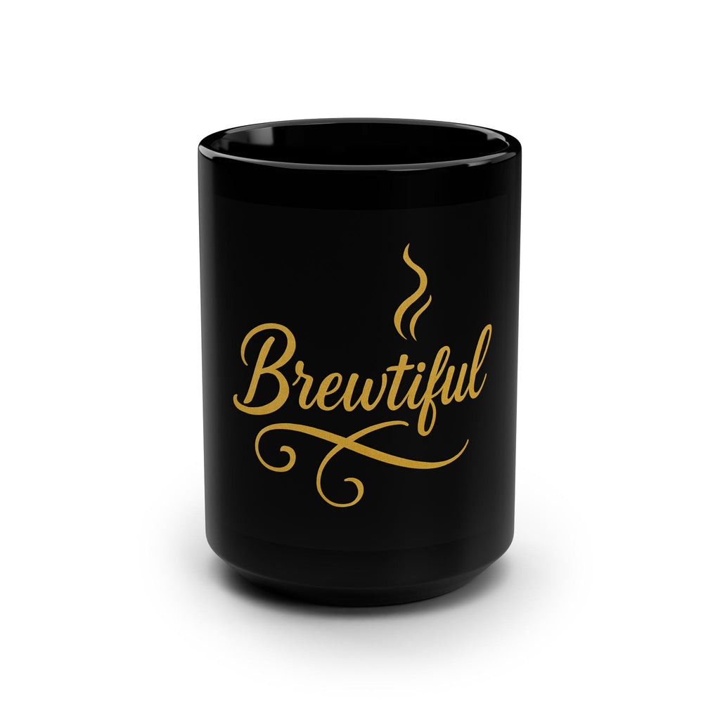 Brewtiful Black Coffee Mug, Perfect Gift for Coffee Lovers, Stylish Kitchenware, Unique Tea Mug, Great for Birthdays, Holidays