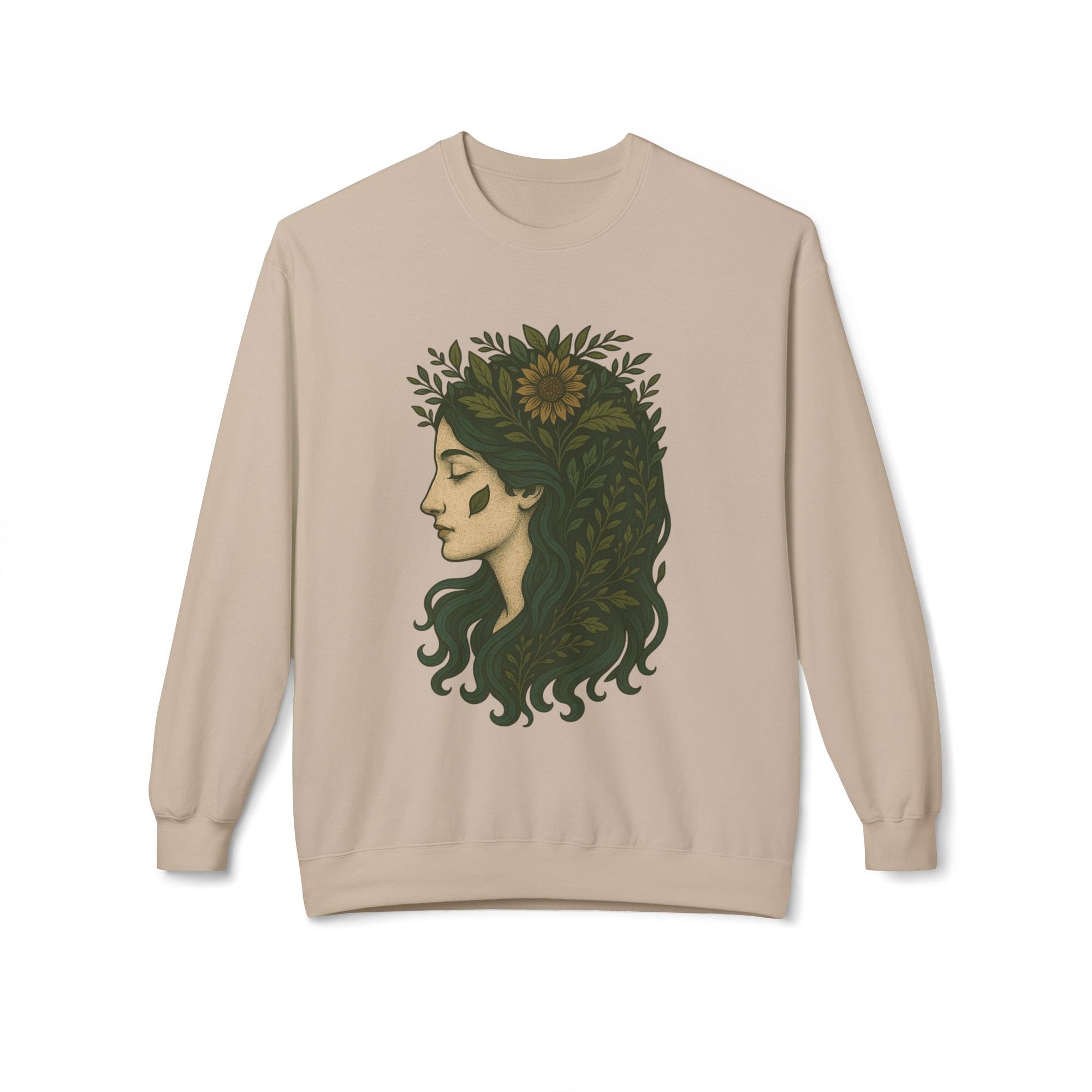 Bohemian Sunflower Fleece Crewneck Sweatshirt, Cozy Sweatshirt, Gift for Her, Artistic Crewneck, Fall Fashion, Nature Lover's Wear
