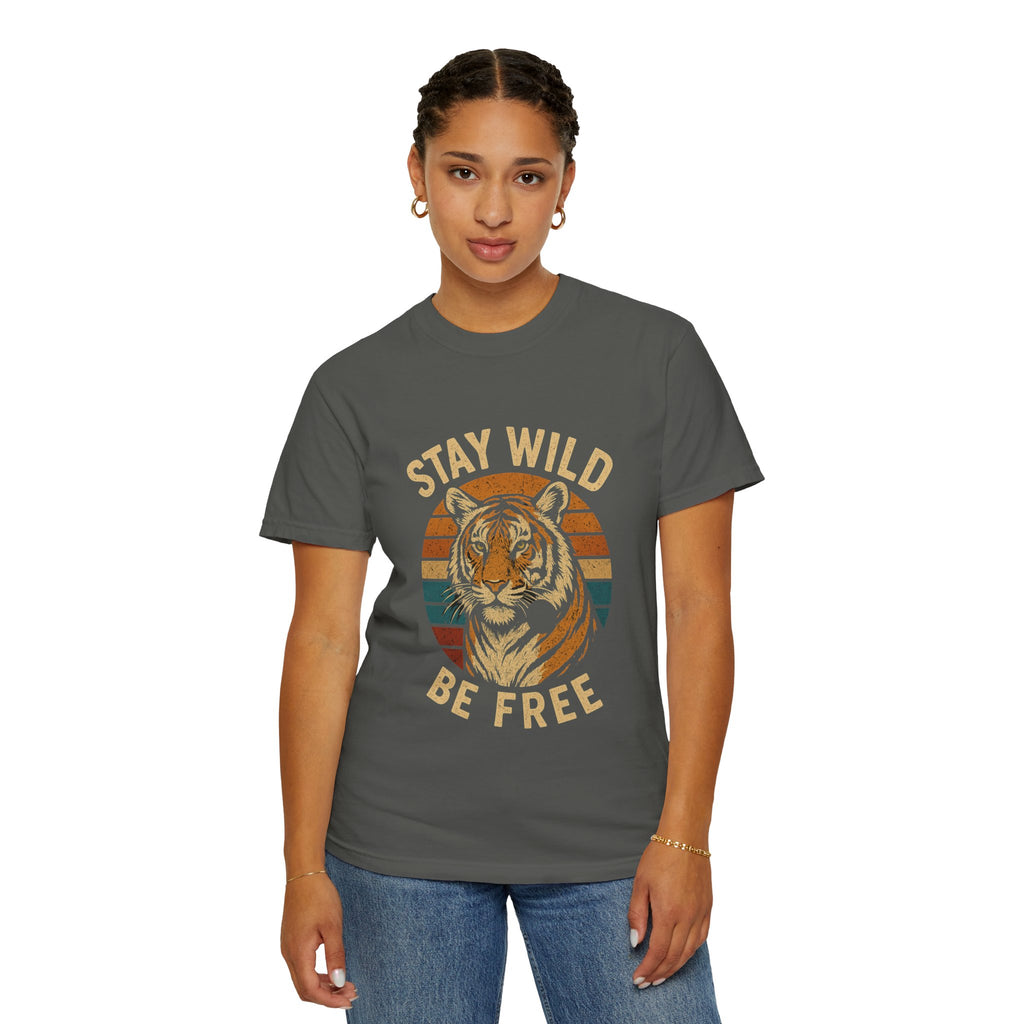 Stay Wild, Be Free Tiger T-Shirt, Unisex Graphic Tee, Nature Lover Gift, Casual Wear, Vintage Style, Eco-Friendly Fashion