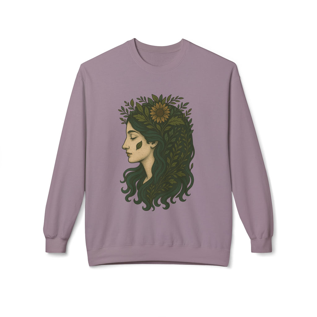 Bohemian Sunflower Fleece Crewneck Sweatshirt, Cozy Sweatshirt, Gift for Her, Artistic Crewneck, Fall Fashion, Nature Lover's Wear