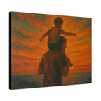 Father and Child Sunset Canvas Print, Heartwarming Wall Art, Family Bond Art, Father's Day Gift, Nursery Decor, Inspirational Home Decor