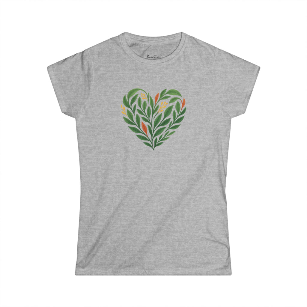 Women's Floral Heart Tee, Eco-Friendly T-Shirt, Gift for Nature Lovers, Casual Outfit, Perfect for Valentine's Day, Mother's Day