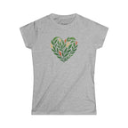 Women's Floral Heart Tee, Eco-Friendly T-Shirt, Gift for Nature Lovers, Casual Outfit, Perfect for Valentine's Day, Mother's Day