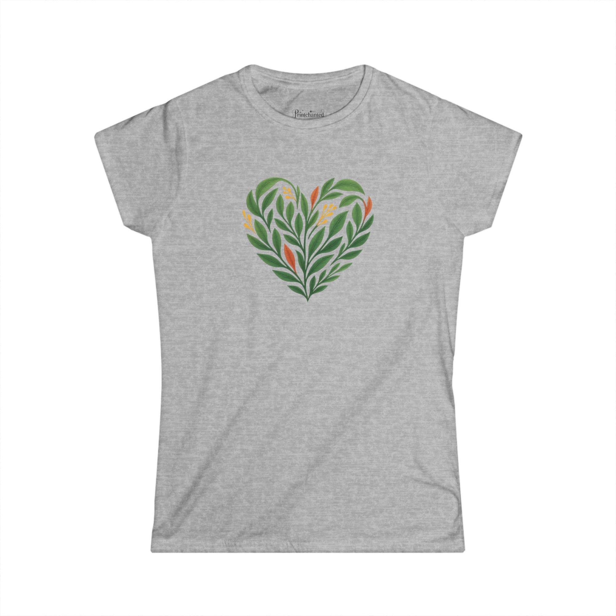 Women's Floral Heart Tee, Eco-Friendly T-Shirt, Gift for Nature Lovers, Casual Outfit, Perfect for Valentine's Day, Mother's Day